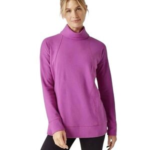 J. Jill Fit Women’s Cotton Blend Cowl Neck Long Sleeve Magenta Pullover Size 4X